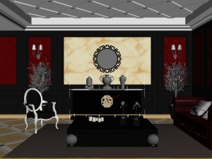 concise retro european living room 3D-Modell
