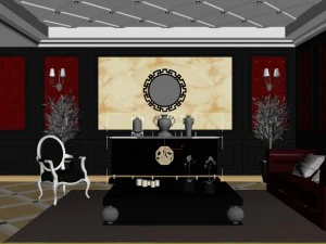 concise retro european living room 3D Model