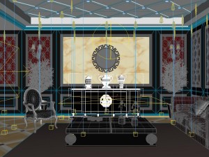 concise retro european living room 3D-Modell