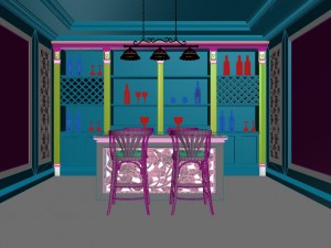 concise retro european living room 3D-Modell