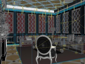 concise retro european living room 3D-Modell