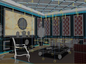 concise retro european living room 3D-Modell