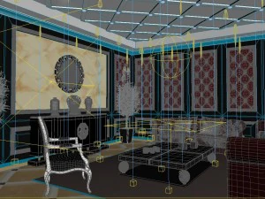 concise retro european living room 3D Model