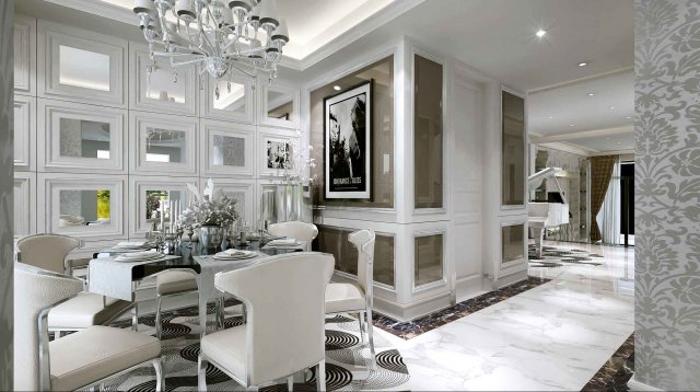 simple and stylish european living room dining room 3D Model .c4d .max .obj .3ds .fbx .stl .blend 