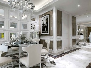 simple and stylish european living room dining room 3D Model