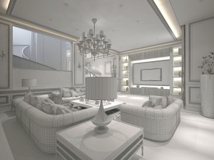 simple and stylish european living room dining room 3D Model