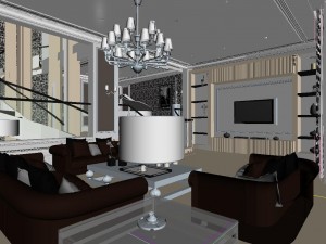 simple and stylish european living room dining room 3D Model