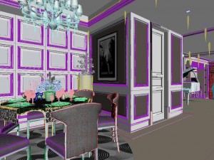 simple and stylish european living room dining room 3D Model