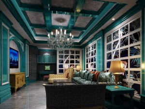 blue pastoral retreat living room Modello 3D