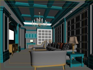 blue pastoral retreat living room 3D Modell
