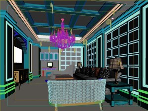 blue pastoral retreat living room 3D Modell