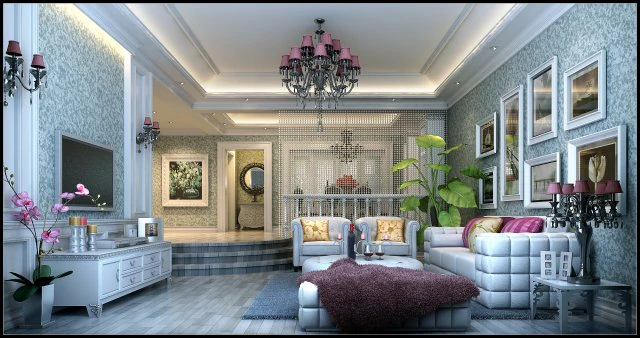 blue - style european - style living room 1735 3D Model .c4d .max .obj .3ds .fbx .stl .blend 