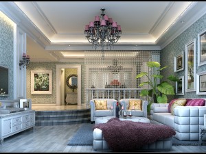 blue - style european - style living room 1735 Modelo 3D