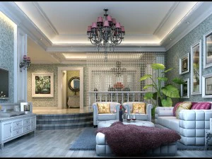 blue - style european - style living room 1735 3D Model