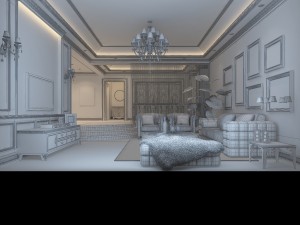 blue - style european - style living room 1735 Model 3D