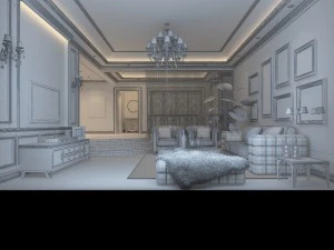 blue - style european - style living room 1735 3D Model