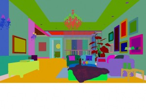 blue - style european - style living room 1735 Model 3D