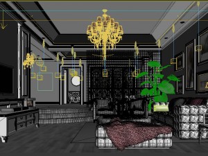 blue - style european - style living room 1735 Model 3D