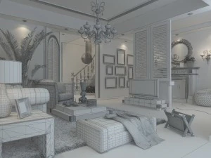 green style european living room 1719 3D Model