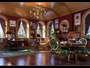 Europ&auml;ische Luxus-Home-Office-Studie 1806 3D Modell