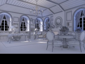 european luxury home office study 1806 3D Model