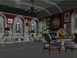 european luxury home office study 1806 3D Model