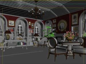 european luxury home office study 1806 3D Model