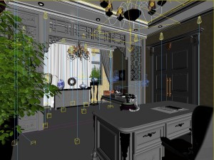 european home office study room 1801 Modello 3D