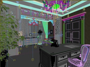 european home office study room 1801 Modello 3D