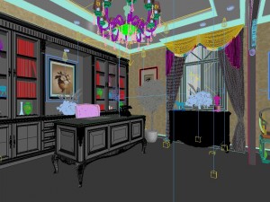 european home office study room 1801 Modello 3D