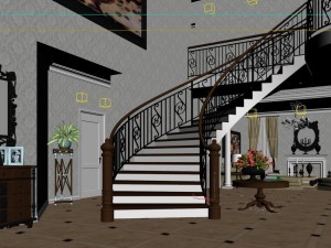 european living room stairs 1710 3D Model