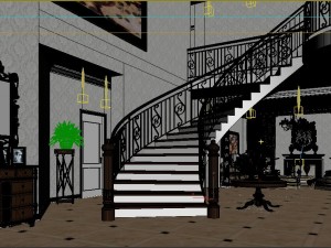 european living room stairs 1710 3D Model