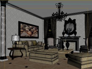 european living room stairs 1710 3D Model