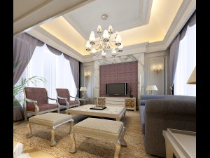 full set of luxurious luxury double - style living room restaurant 1756 3D Model