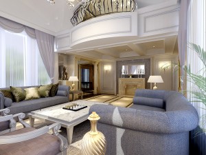 full set of luxurious luxury double - style living room restaurant 1756 3D Model