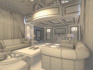 full set of luxurious luxury double - style living room restaurant 1756 3D Model
