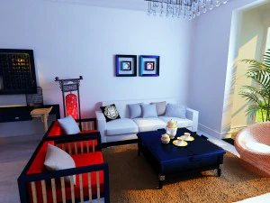 stylish style living room 1804 3D Model