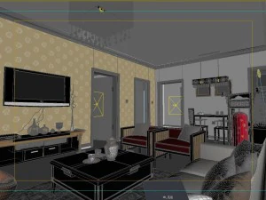 stylish style living room 1804 3D Model