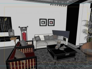 stylish style living room 1804 3D 模型