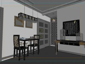 stylish style living room 1804 3D Model