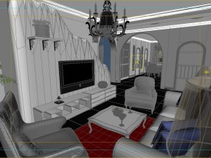 stylish style living room 1805 3D 模型