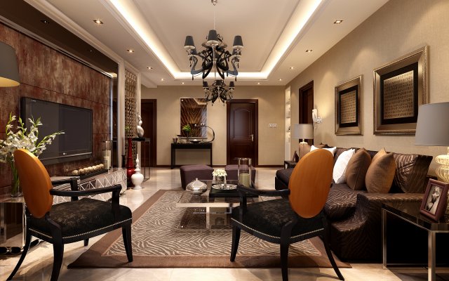 stylish retro european living room 1795 3D Модель .c4d .max .obj .3ds .fbx .stl .blend 