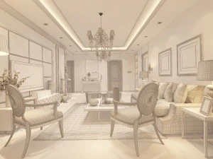 stylish retro european living room 1795 3D Model