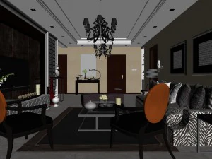 stylish retro european living room 1795 3D Model