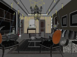 stylish retro european living room 1795 3D Model