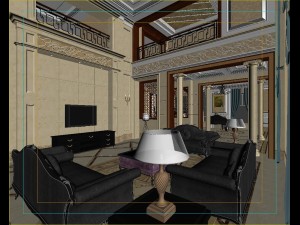 stylish double european living room 1740 Modelo 3D