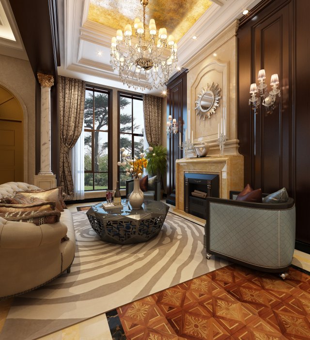 stylish luxury home decoration - living room 6101 3D-Modell .c4d .max .obj .3ds .fbx .stl .blend 