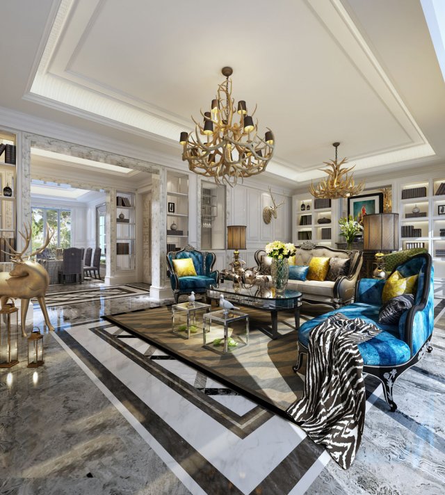 stylish luxury home decoration - living room 6103 3D Model .c4d .max .obj .3ds .fbx .stl .blend 
