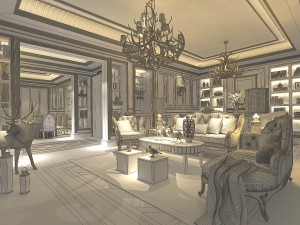 stylish luxury home decoration - living room 6103 3D Model
