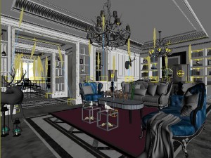 stylish luxury home decoration - living room 6103 3D Model